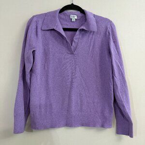 J Crew Collared Sweater Purple Size Medium Cotton EUC